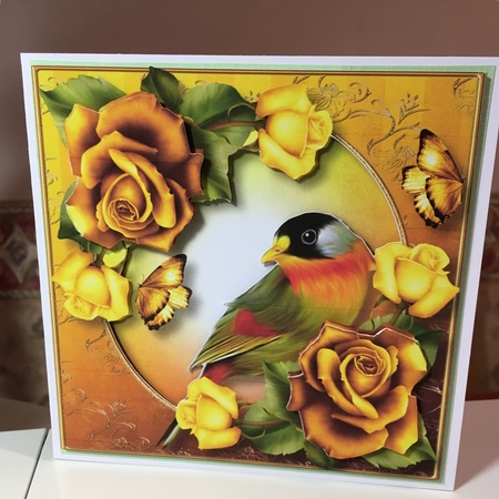 Beautiful Bird & Yellow Roses by Jane Amber