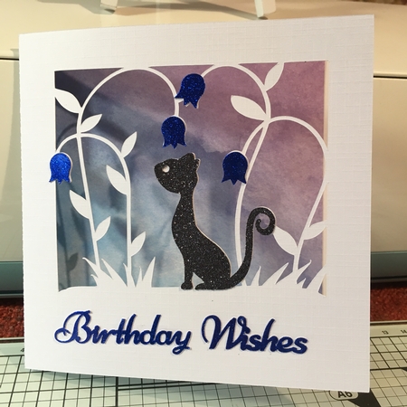 Cat with Bluebells Card by Jane Amber