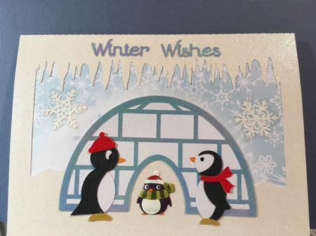 Penguins and Igloo Card by Jane Amber