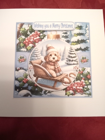 Cockapoo Christmas  7x7 by Janene Francis