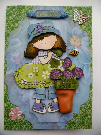 Little Lilac Flower Girl with Decoupage by Janet Broughton