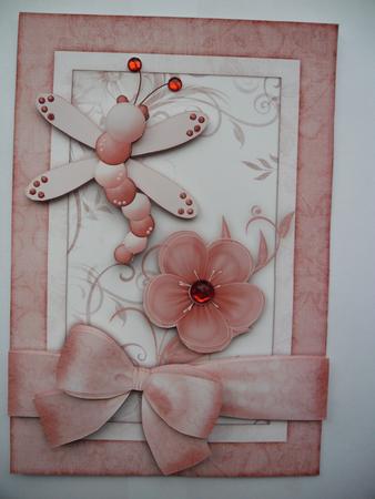 Dragonfly 'n Bloom in Red Step by Step Card Front by Janet Broughton
