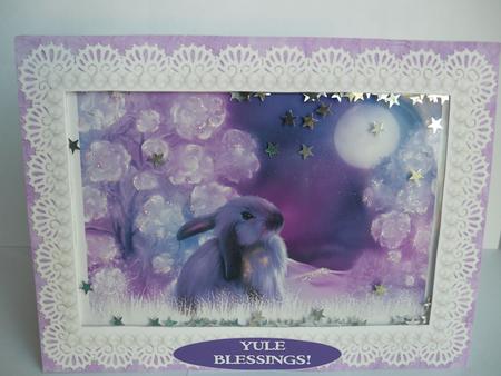 Snow Shadow Asking the Moon for Yule Blessings Shaker Card by Janet Broughton