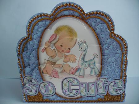 So Cute New Baby Boy Ornate Scalloped Bottom Stacker by Janet Broughton