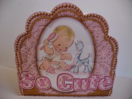 So Cute Baby Girl Pink Ornate Scalloped Bottom Stacker by Janet Broughton