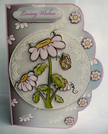 Daisy, Daisy in the Pink Scallop Edge Card Front by Janet Broughton