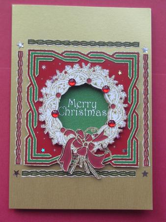 Christmas Wreath with Snowflakes & Bow 1 by Janet Broughton