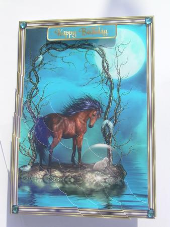 Horse and Duckling Triangle Wavey Edge Corner Stacker by Janet Broughton