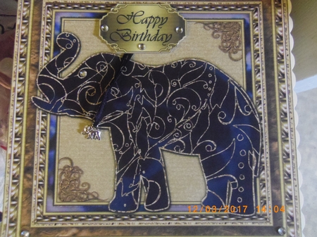 Patterned Elephant Large Square Topper 3 by Janet Flynn