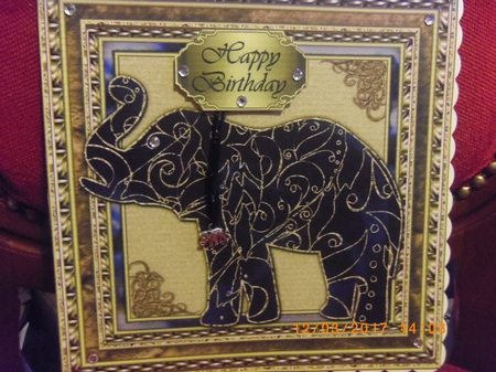 Patterned Elephant Large Square Topper 3 by Janet Flynn