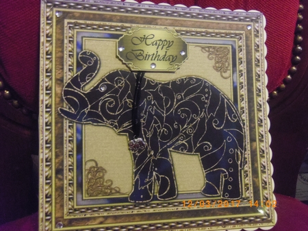 Patterned Elephant Large Square Topper 3 by Janet Flynn