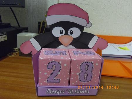 3D Penguin Sleeps 'til Santa Countdown Cube Set 3D Decoupage by Janet Flynn