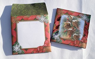 Pinecones Snow Card Envelope Scallop Bottom Stacker Aio by Janet Maureen Harvey