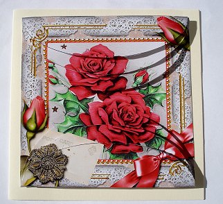 Beautiful Red Roses 5in Top and Bottom Rounded Stacker by Janet Maureen Harvey