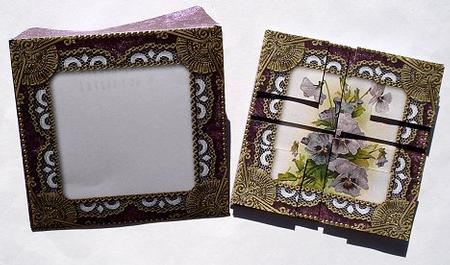 Deep Purple Pansy Gold Card Envelope 4 Corner Stacker Aio by Janet Maureen Harvey