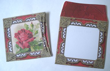 Vintage Red Rose Mini Card Envelope Pointy Stacker Aio by Janet Maureen Harvey