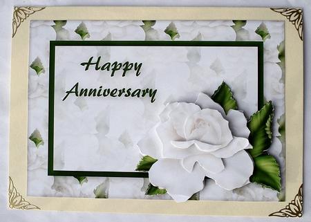 Cream Rose Quick Card - Anniversary by Janet Maureen Harvey