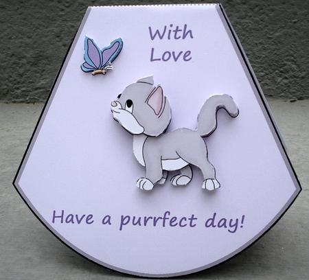 Kitten & Butterfly Wobble Card by Janet Maureen Harvey