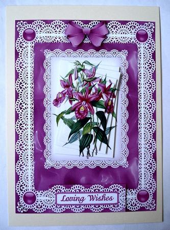Orchids 'n Lace A5 Spiral Pyramid Card Front by Janet Maureen Harvey