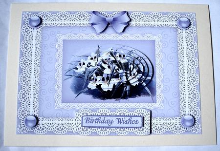 Orchids 'n Lace in Lilac A5 Pyramid Card Front by Janet Maureen Harvey
