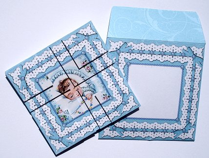 Embroidery Sleeping Blue Baby Boy Mini 4 Corner Stacker Aio by Janet Maureen Harvey