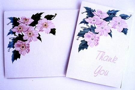 Pink Dogwood Thank You Mini Card & Envelope by Janet Maureen Harvey