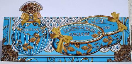 Turquoise Perfume, Soap, Powder Large Dl Ote Card Kit by Janet Maureen Harvey