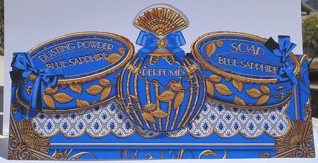 Blue Sapphire Perfume, Soap, Powder Large Dl Ote Card Kit by Janet Maureen Harvey