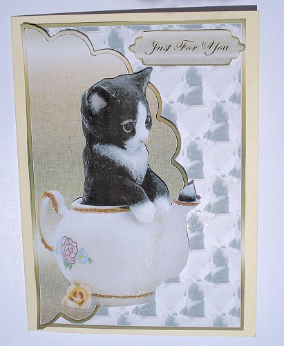 Teapot Kitty Envelope Cardfront by Janet Maureen Harvey