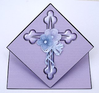 Lilac Cross with Flowers Pop Up Spring Card by Janet Maureen Harvey