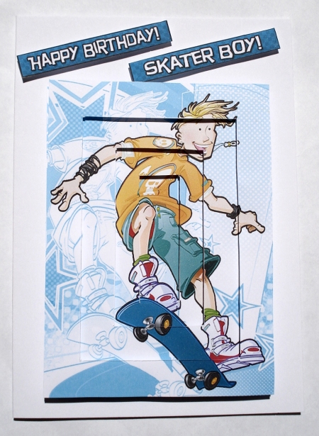 Skater Skateboarding Teen Dude Blue Inverted Pyramid. by Janet Maureen Harvey