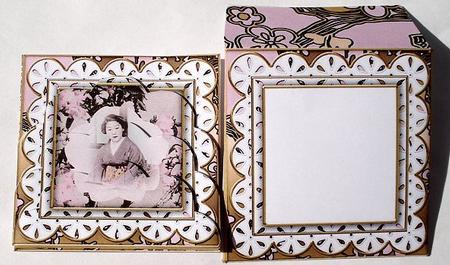 Oriental Blossom Girl Lace 3in Card Envelope Scallop Aio by Janet Maureen Harvey