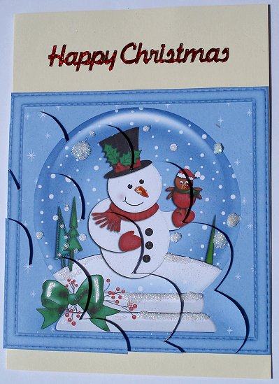 Xmas Polar Bear Snowglobe Shell Edged Corner Side Stacker by Janet Maureen Harvey