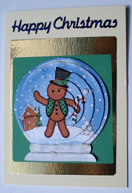 3D Xmas Gingerbread Man Snow Globe Shaped Tree Decoration by Janet Maureen Harvey