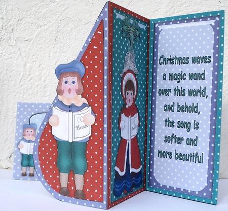 Christmas Carolers Teardrop Card Kit by Janet Maureen Harvey