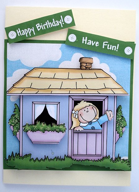 In the Playhouse Decoupage Card by Janet Maureen Harvey