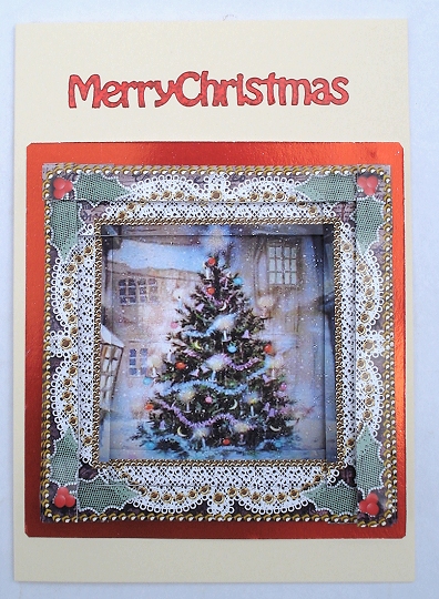 My Christmas Tree Spiral Edge Stacker Card Front by Janet Maureen Harvey