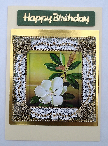 White Jasmine Spiral Edge Stacker Card Front by Janet Maureen Harvey