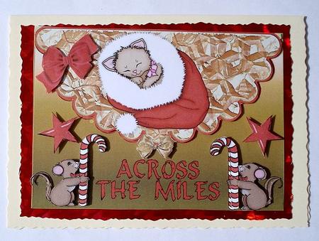 Across the Miles, Kitty and Mice, on Scalloped Envelope by Janet Maureen Harvey