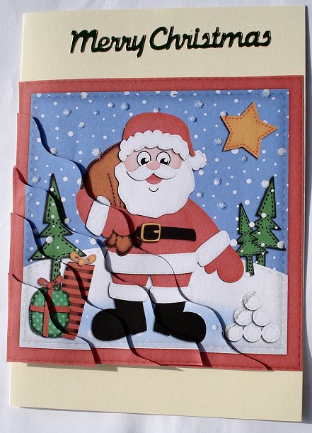 Xmas Santa Wavy Corner Side Stacker Topper by Janet Maureen Harvey