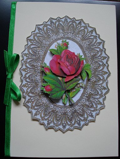 A Red Rose on Victorian Lace by Janet Maureen Harvey