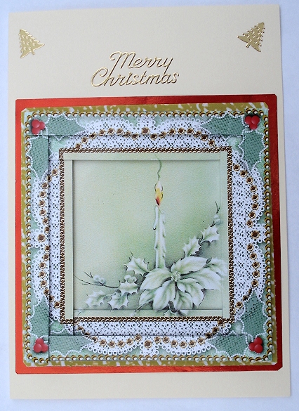 Pastel Poinsettia Spiral Edge Stacker Card Front by Janet Maureen Harvey