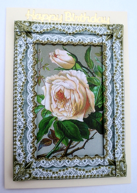 Peach Rose Spiral Edge Stacker 7x5in Card Front by Janet Maureen Harvey