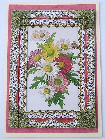 Crazee Daisies Spiral Edge Stacker 7x5in Card Front by Janet Maureen Harvey