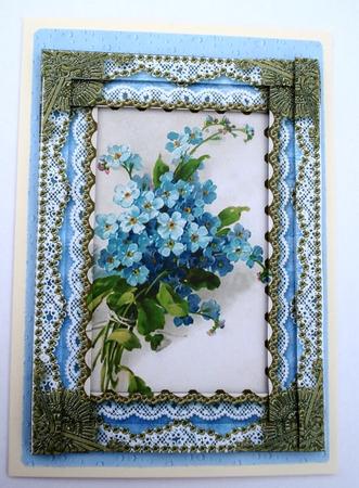 Forget-me-knots Spiral Edge Stacker 7x5in Card Front by Janet Maureen Harvey
