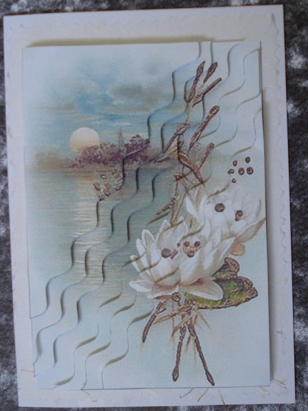 Oriental Lily Wavy Corner Side Stacker by Janet Maureen Harvey