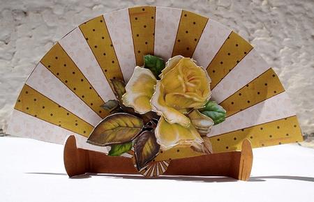 Rose Fan & Stand by Janet Maureen Harvey