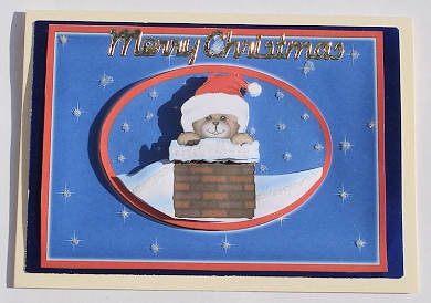 Santa Teddy Card Front by Janet Maureen Harvey