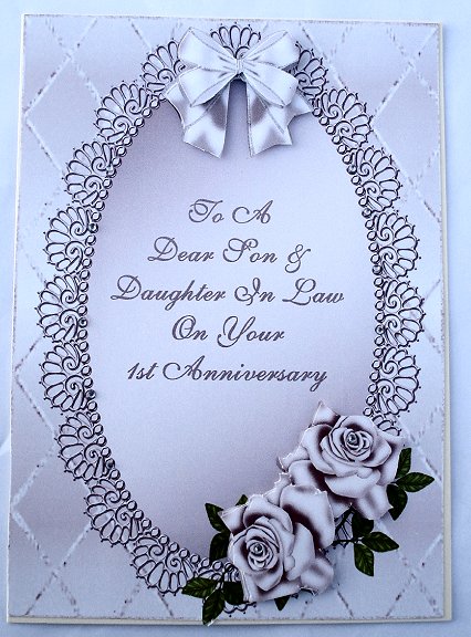 Lilac Roses 1st Wedding Anniversary - Son & Daughter in Law by Janet Maureen Harvey