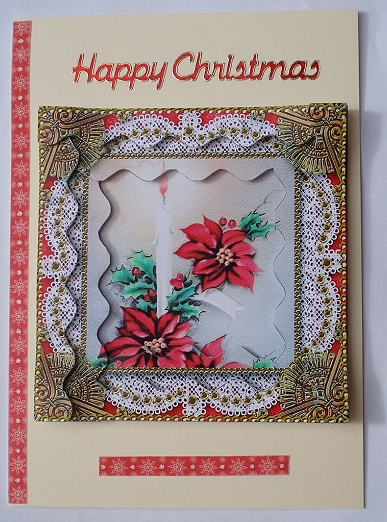 Christmas Candle 1a Spiral Wavy Edge Card Front by Janet Maureen Harvey